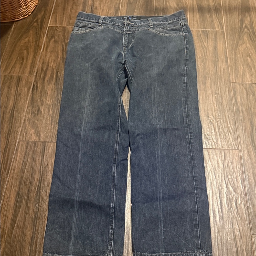 Marithe Francois Girbaud semi dark washed straight jeans  x edge relaxed fit
